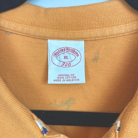 Brooks Brothers Orange Polo Shirt with Sailboats and Whales size XL - Picture 3 of 8